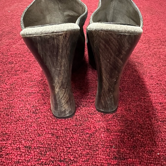 Colleen Cordero Woven Leather/ Suade Platform Wedge Clogs Made in USA - Picture 4 of 4